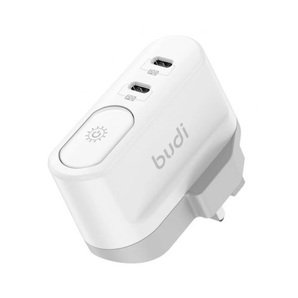 Budi AC326RUW 40W Dual Type-C Wall Charger with Night Light