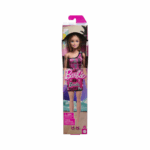 Barbie Doll with Smooth Blonde Hair Dressed in Asymmetric Removable Pink Dress and Logo Print Shoes HRH07-2