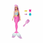 Barbie Mermaid Doll with 7-Inch-Long Pink Fantasy Hair & Colorful Accessories HRR01