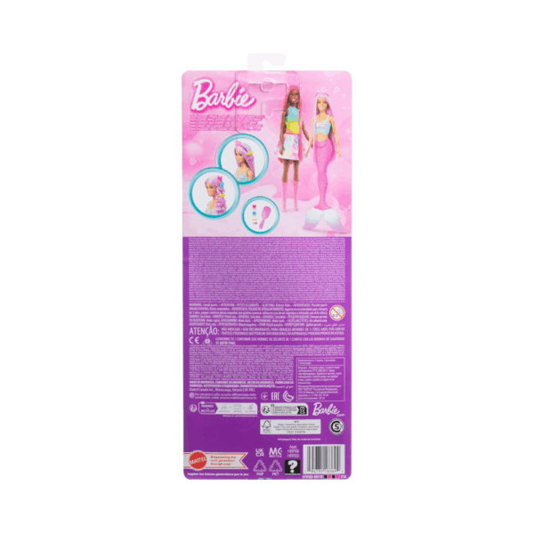 Barbie Mermaid Doll with 7-Inch-Long Pink Fantasy Hair & Colorful Accessories HRR01