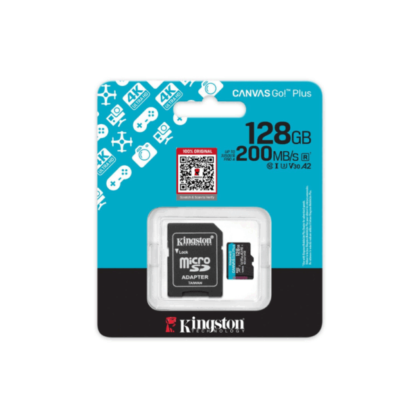 Kingston CANVAS Go Plus 128GB MicroSD Card 200MB/s