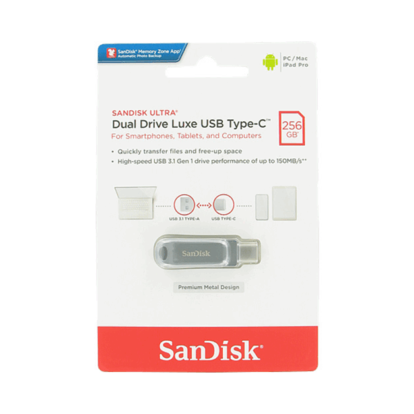 SanDisk Ultra Dual Drive Luxe 256GB Type-C Flash Drive SDDDC4-256G-G46