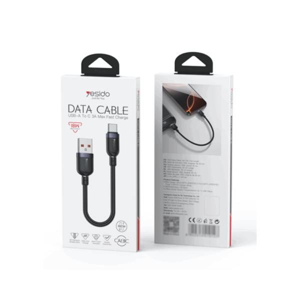 Yesido CA131C 0.3 Meter 18W Fast Charging USB to Type-C Data Cable