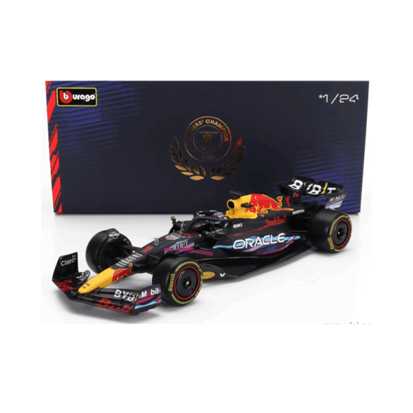 Bburago 124 F1 Model Car Red Bull RB19 2023 #1 MAX VERSTAPPEN With Pilot and Showcase 18-28030-V-MIAMI