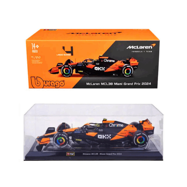 Bburago 1:24 F1 Model Car Team McLaren MCL38 #4 Lando Norris with Driver 18-28033-N