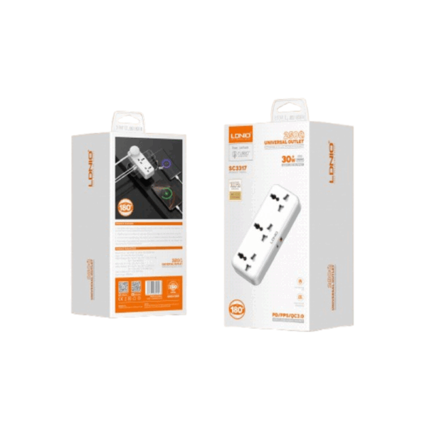 LDNIO 3 AC Outlets Portable Extension Power Socket SC3317