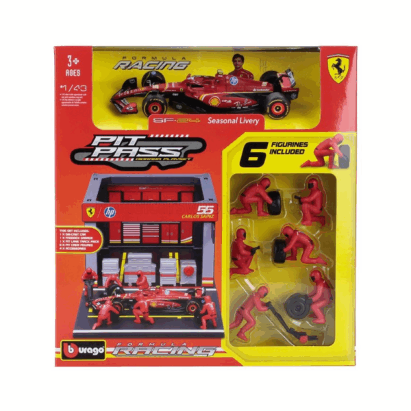 Bburago Ferrari SF24 Diorama Garage Pit-Stop-1 Bburago Ferrari SF24 Diorama Garage Pit-Stop