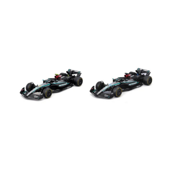 Bburago 1/43 Model Car Mercedes AMG Petronas W15 2 Car Set #44 Lewis Hamilton + #63 George Russel 2024 18-38115