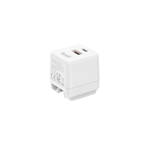 Dual-Port High-Speed Charging. Enjoy rapid power delivery with dual ports offering up to 35W total output for efficient charging. Quick Boost for iPhone. Charge your iPhone 8 or newer from 0% to 50% in just 30 minutes for fast top-ups on the go. Global Plug Versatility. Includes US, UK, EU, and AU plug options—plus a foldable US plug that rotates 90° for compact storage. Compact GaN Power for Travel. Powered by high-efficiency GaN technology, this charger delivers fast charging in a sleek, travel-friendly design. Universal Device Compatibility. Perfect for smartphones and other devices that support USB-C Power Delivery or USB-A Quick Charge 3.0.