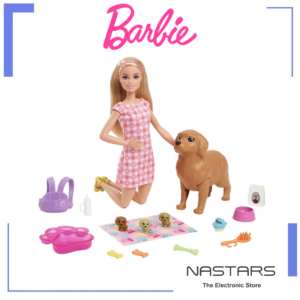 Barbie Doll Newborn Pups Playset With Blonde Doll: Mommy Dog And 3 Puppies