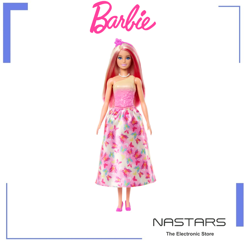 Barbie Fairytale World Dolls with Colorful Hair: Butterfly Print Pink Skirts and Accessories - Image 2