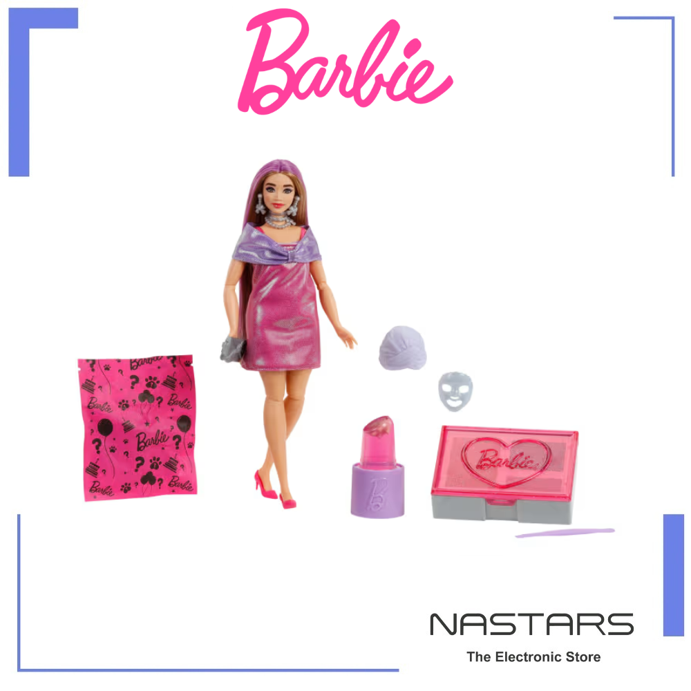 Barbie Party Unboxed Glam Party Series Pink Sparkle Doll and Accessories With 10 Surprises