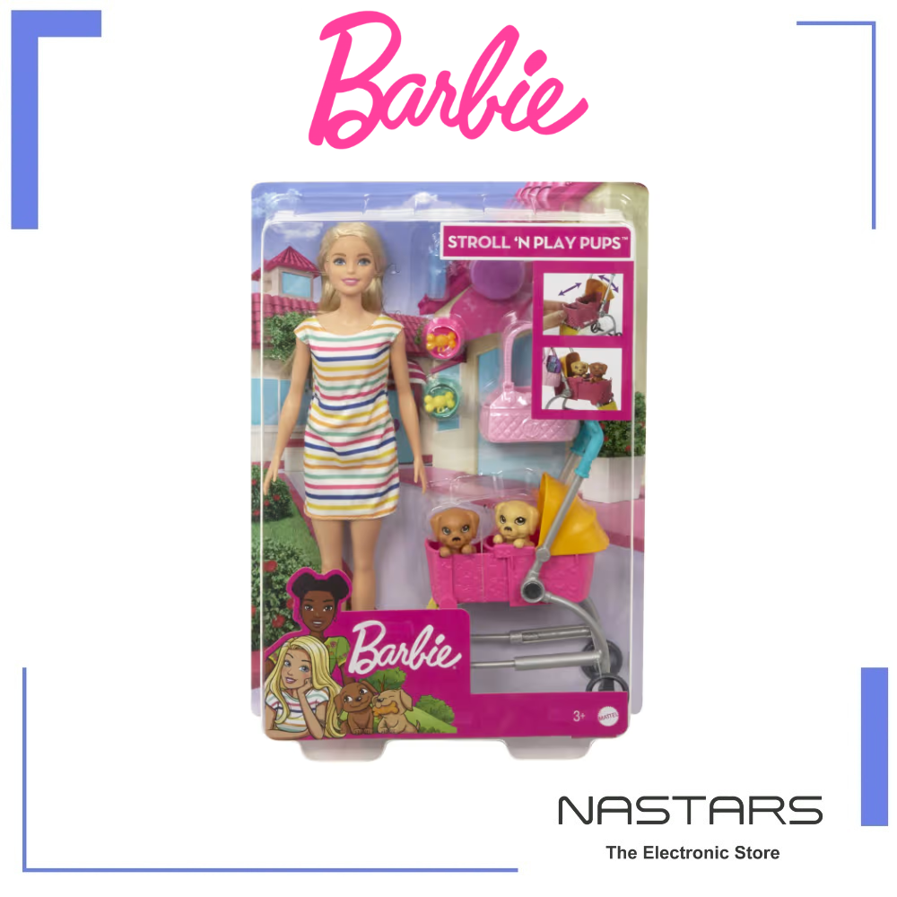 Barbie Stroll ‘n Play Pups Doll And Accessories
