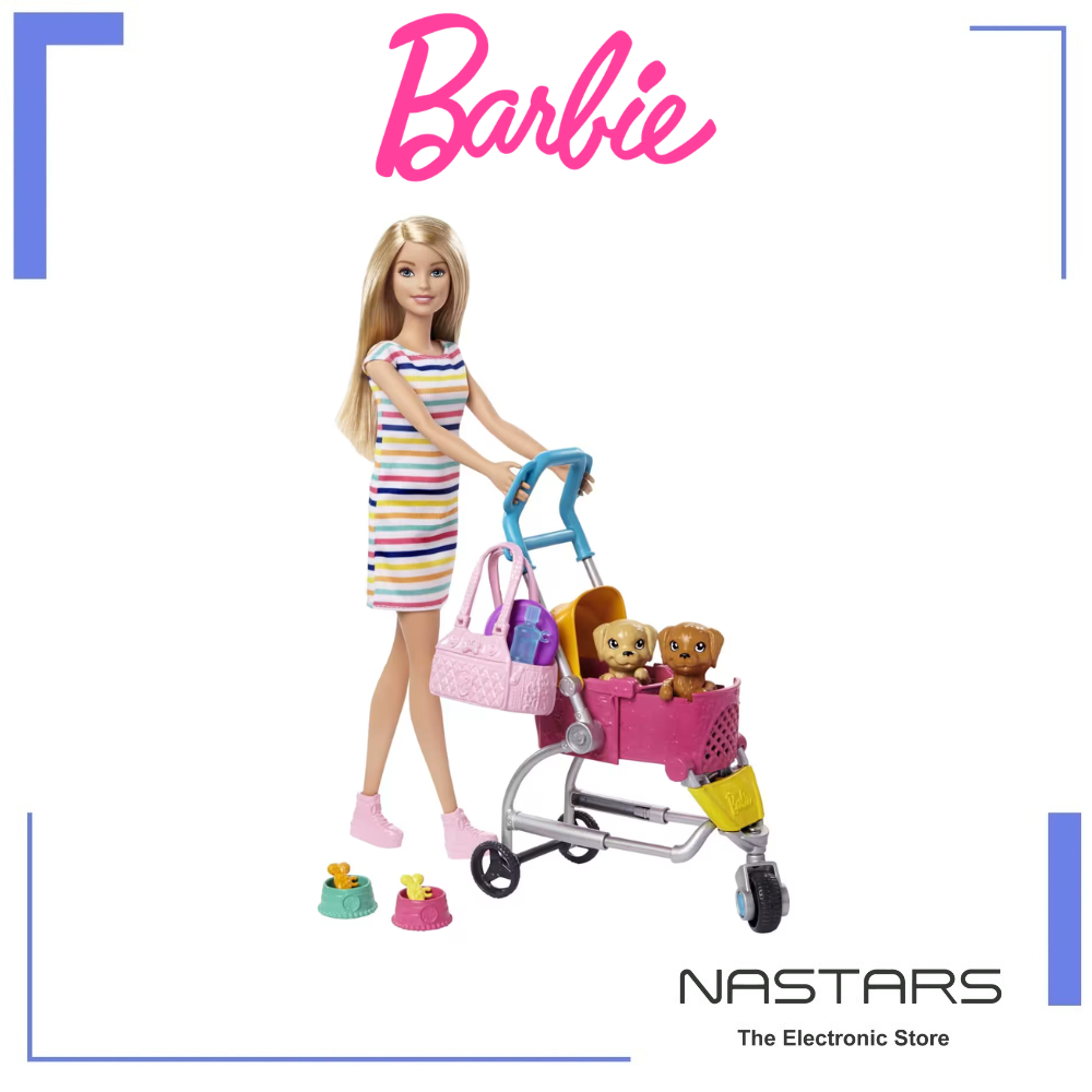 Barbie Stroll ‘n Play Pups Doll And Accessories